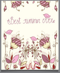 summer floral background with birds