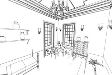 Obraz premium cartoon image of manor interior