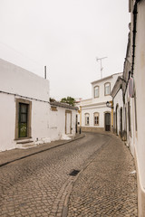 View of the typical streets of the Sao Bras de Alportel village, Portugal.
