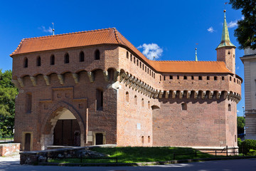 Fototapeta premium view on barbakan in cracow in poland
