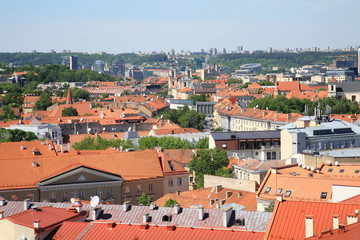 Fototapeta na wymiar The red roofs of the old town of Vilnius