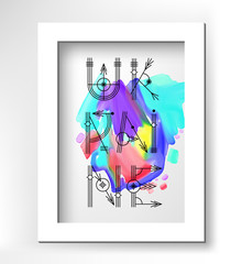 Ukraine creative type lettering on watercolor abstract painting