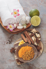 Spa. Some of spices used in traditional Balinese treatments 