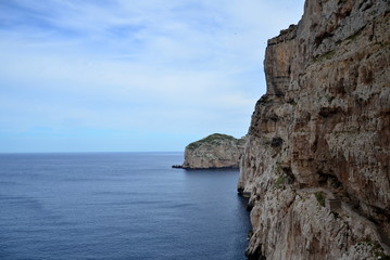 Fototapeta premium Sea view and stairways in Capo Caccia, Sardinia, Italy