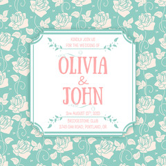 Obraz premium Wedding invitation card. Vector invitation card with seamless