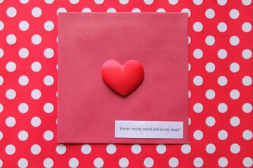 You are on my mind and in my heart - message next to a red love heart
