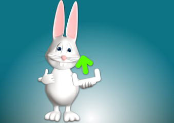 Hase Upload Icon Symbol 3D weiß zeigen Comic