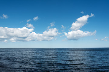 Clouds and sea.