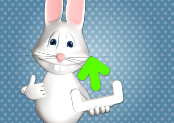 Hase Upload Icon Symbol 3D weiß zeigen Comic