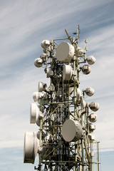 Telecommunication tower with antennas