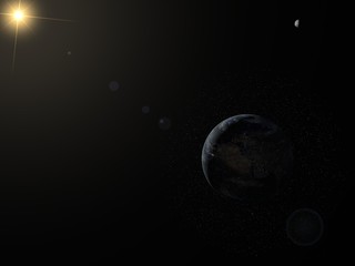 Obraz na płótnie Canvas sun,earth and moon in one scene.