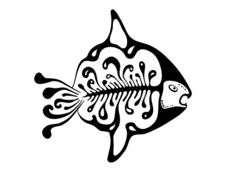 black fish in the native style, vector