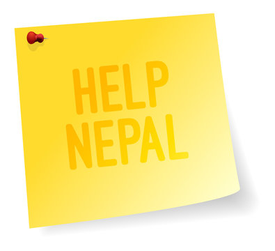 Yellow Note Sticker With Help Nepal Sign