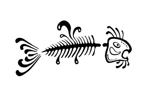 black fish bone, vector illustration
