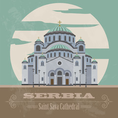 Serbia landmarks. Retro styled image