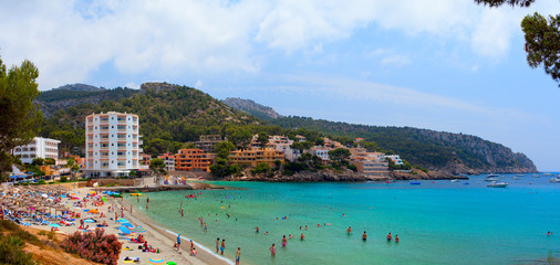 Fototapeta premium Beautiful beach with pure blue water. Majorca, Spain.