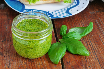 Portion of Basil Pesto italian sauce