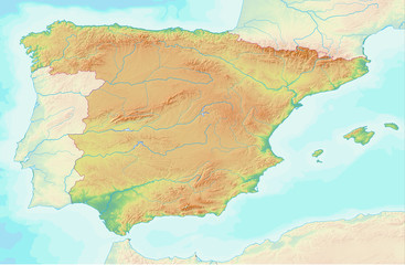 Karte von Spanien ohne Beschriftung