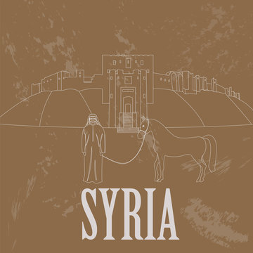 Syria landmarks. Retro styled image.