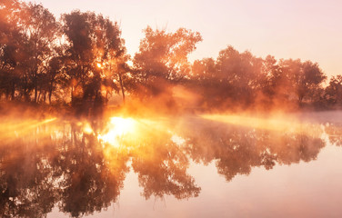 Obraz na płótnie Canvas Fog on the river