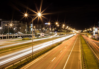 long exposure night traffic Belgrade, Serbia