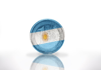euro coin with argentinean flag on the white background