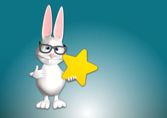 Hase Stern Superstar Gewinner 3D weiß zeigen Comic
