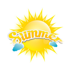 vector summer label. summer icon with sun. 