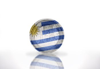 euro coin with uruguayan flag on the white background