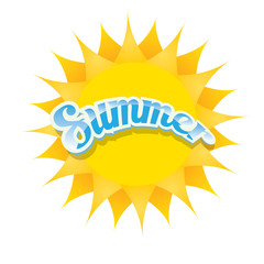 vector summer label. summer icon with sun. 