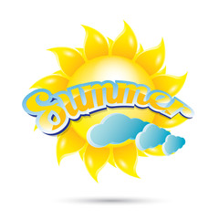 vector summer label. summer icon with sun. 