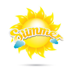 vector summer label. summer icon with sun. 