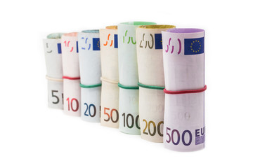 euro banknote rolls
