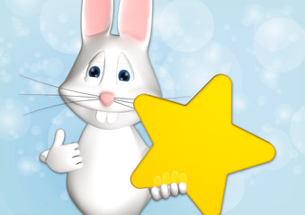 Hase Stern Superstar Gewinner 3D weiß zeigen Comic