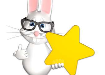 Hase Stern Superstar Gewinner 3D weiß zeigen Comic