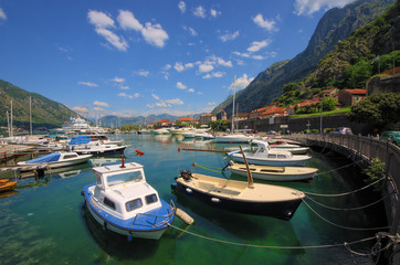 Fototapeta na wymiar Marina Kotor Bay, Montenegro