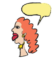 cartoon woman and speech bubble