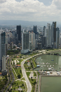Aerial shot of Panama city skyline,Panama, Central America