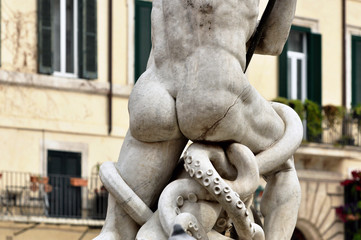 Piazza Navona square landmark with fountains in Rome