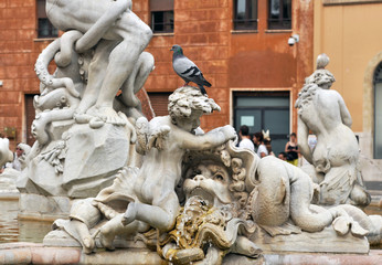 Piazza Navona square landmark with fountains in Rome