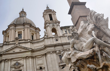 Fototapeta na wymiar Piazza Navona square landmark with fountains in Rome
