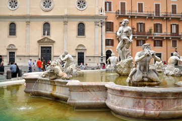 Fototapeta na wymiar Piazza Navona square landmark with fountains in Rome