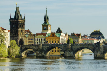 Fototapeta na wymiar Charles (Karluv) Bridge in the Old Town of Prague (Czech Republic)