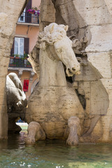 Fototapeta na wymiar Fountain of the Four Rivers - Italy, Rome. Navon Square