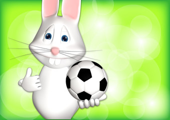 Hase Ball Fußball Spiel weiß zeigen Comic