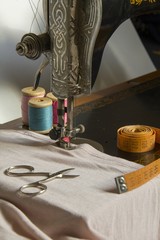 Vintage Sewing machine and item of clothing material