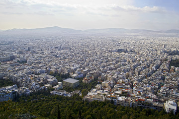 aerial view of Athens, from Lycabettus mountain Greece