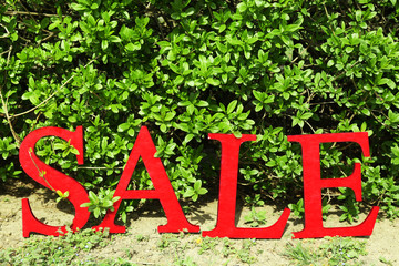 Sale on green background