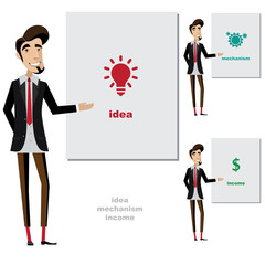 Creative man makes a presentation