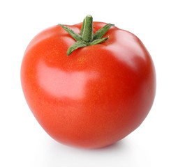 Single fresh tomato isolated on white